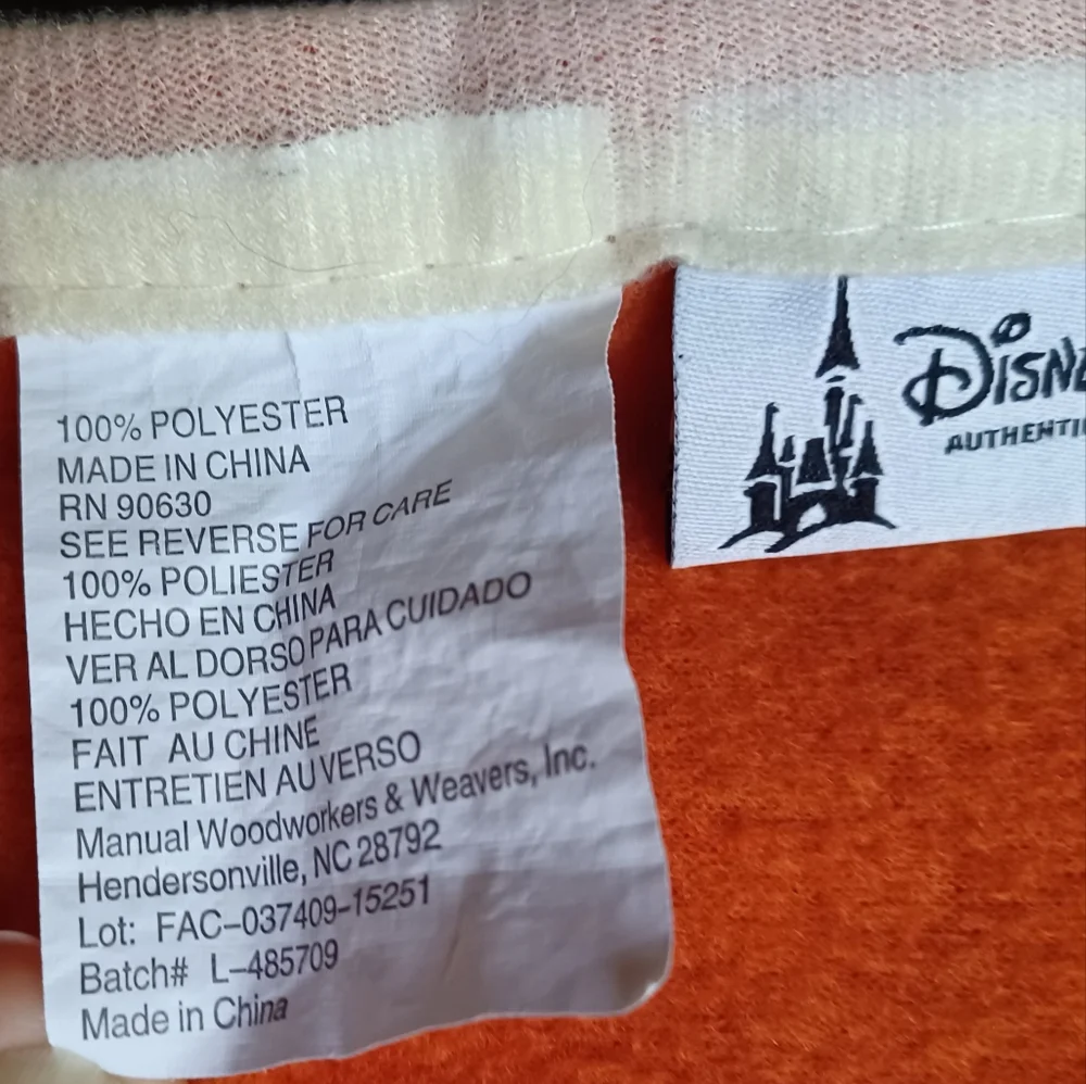 Disney Parks Mickey Mouse Disneyland Throw Blanket Fleece Orange Red Vintage